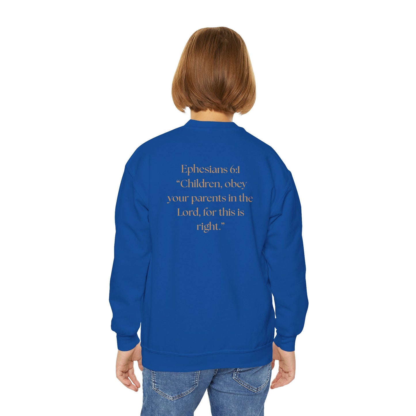 Kingdom Kids Youth Crewneck Sweatshirt - Faith-Inspired, Ephesians 6:1