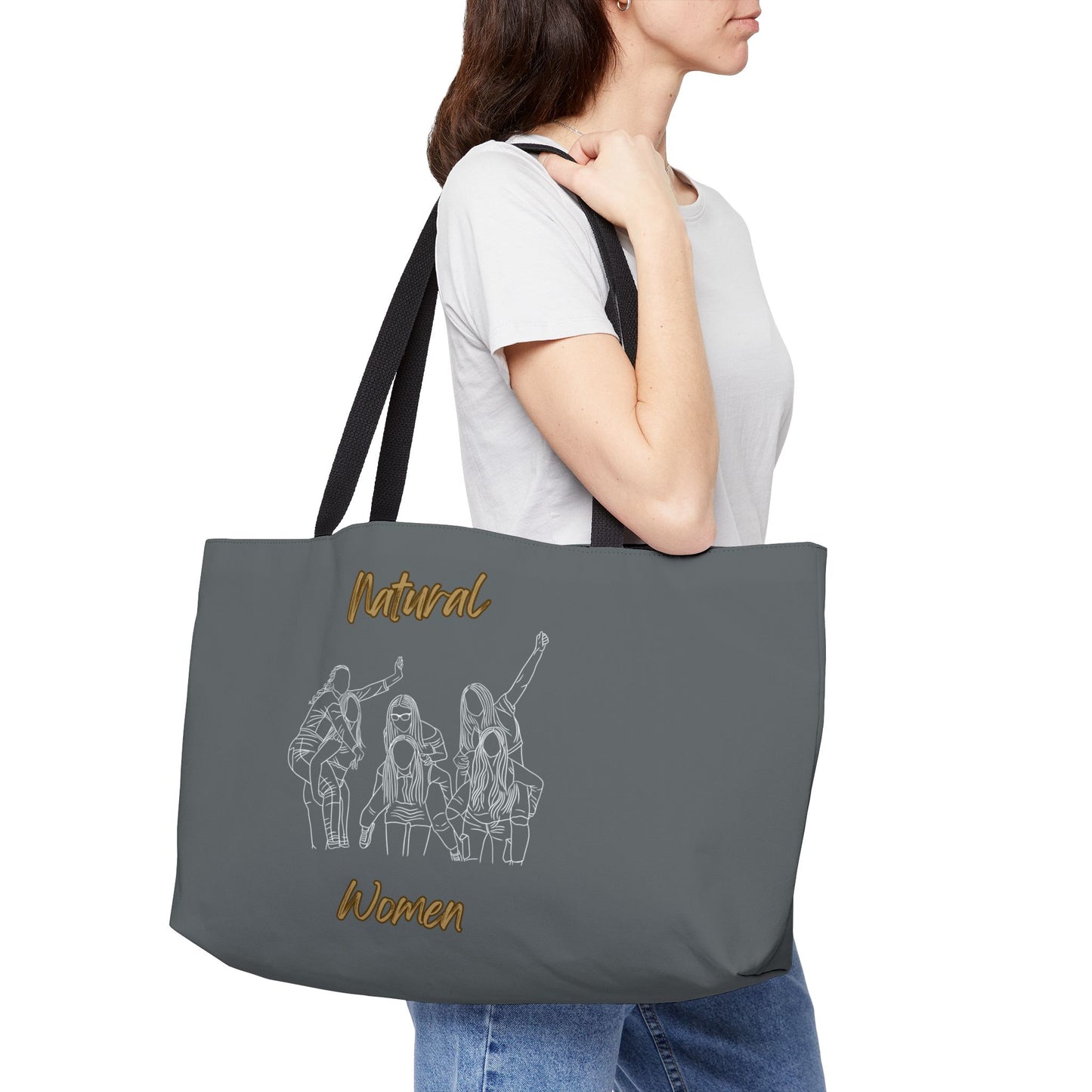 Natural Women Piggy Back (WL) Weekender Tote Bag DARK GREY