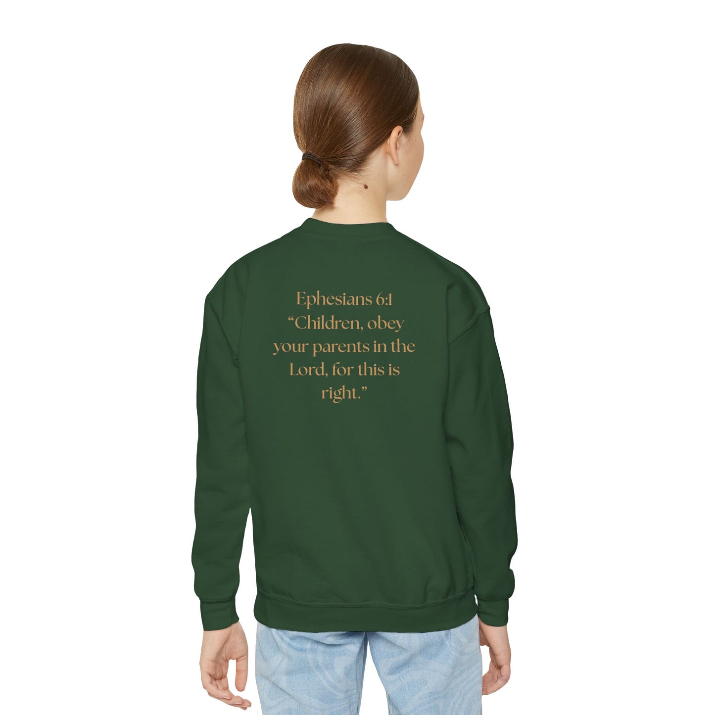 Kingdom Kids Youth Crewneck Sweatshirt - Faith-Inspired, Ephesians 6:1