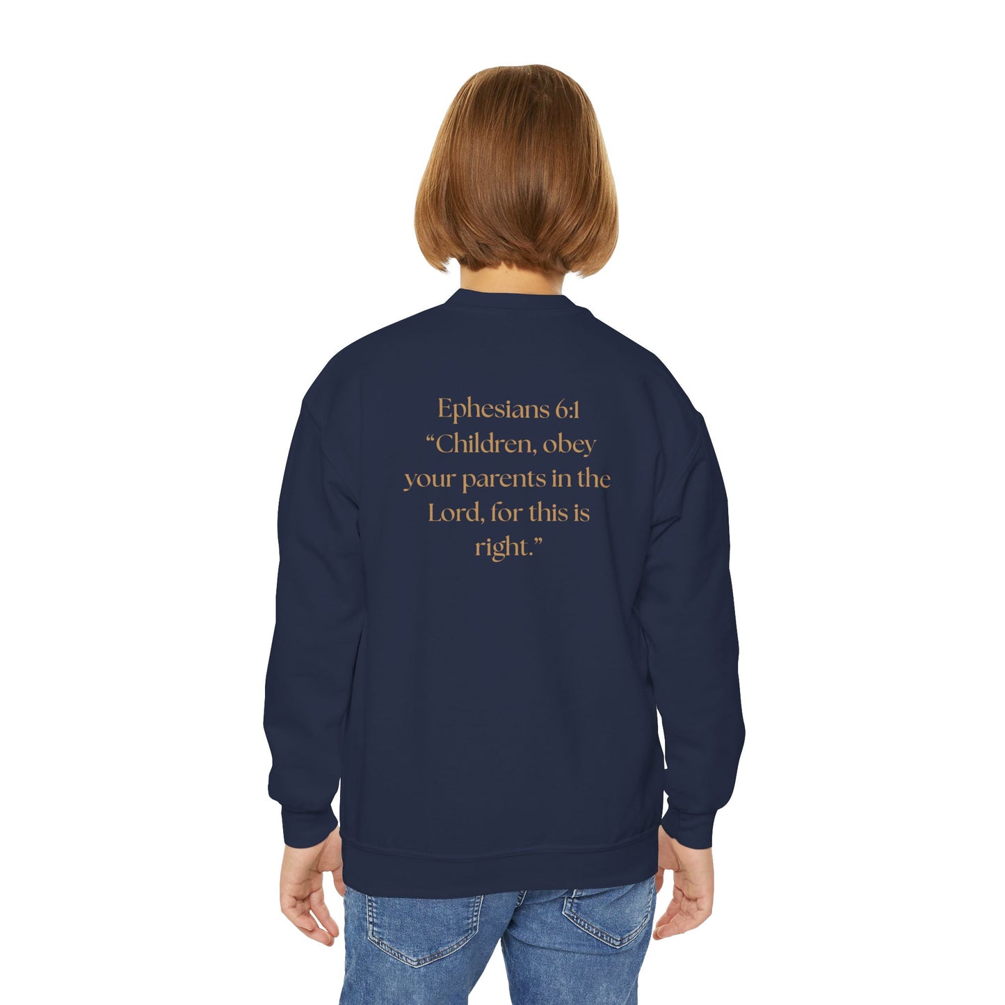 Kingdom Kids Youth Crewneck Sweatshirt - Faith-Inspired, Ephesians 6:1