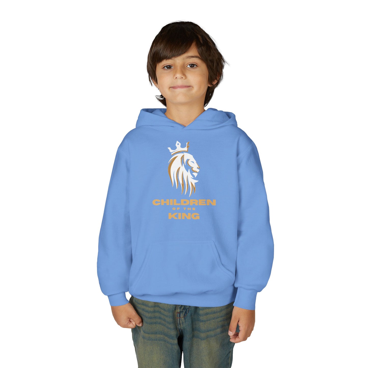 "Children of the King" Hoodie — WHITE Lion Design (Isaiah 54:13)