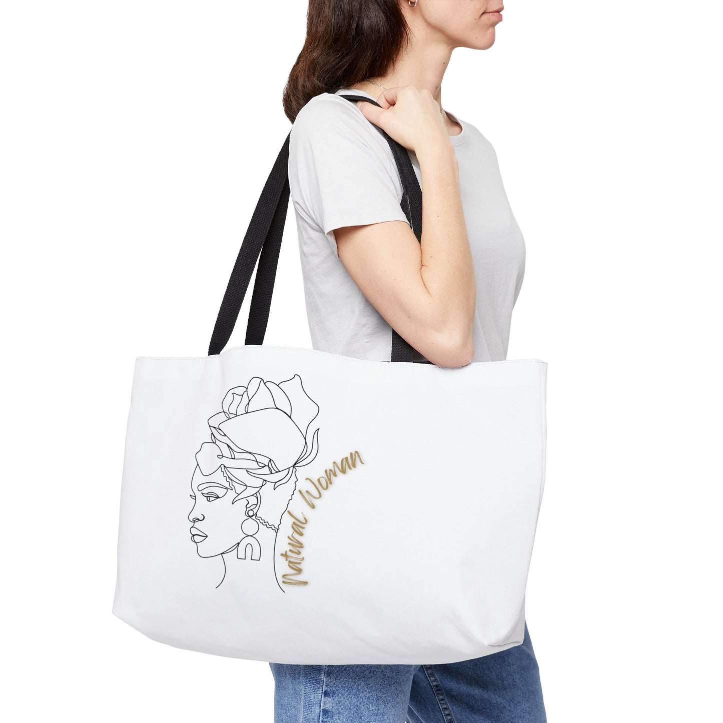 Natural Woman Flower Wrap (BL) Weekender Tote Bag WHITE