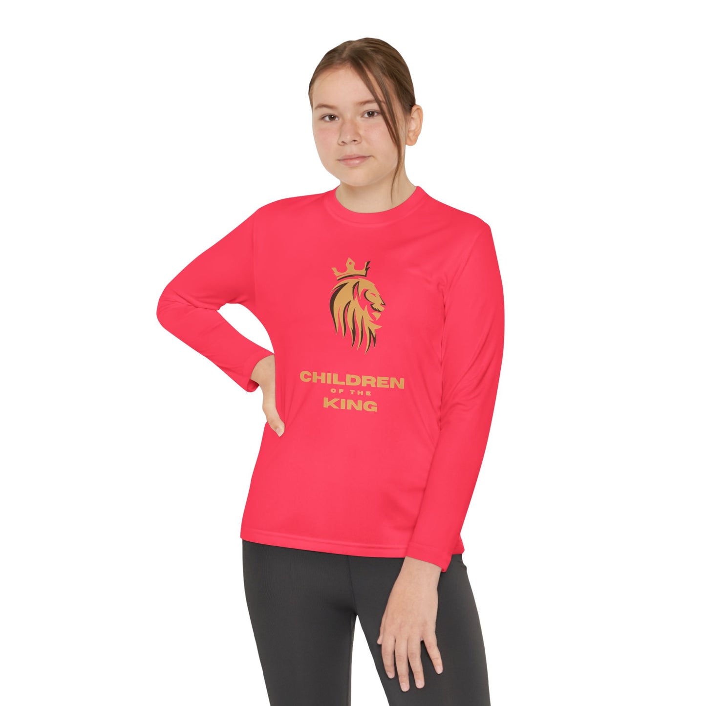 Children of the King Youth Long Sleeve Tee — Golden Lion Crest & Proverbs 22:6