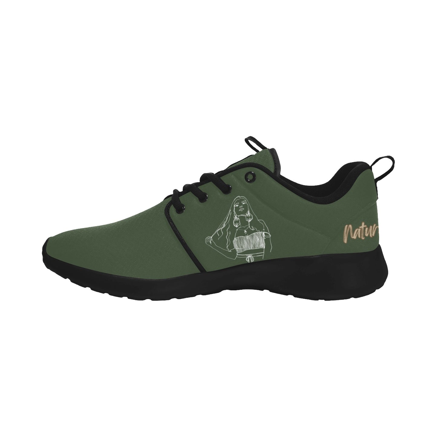 Natural Woman THINKING (WL) DARK GREEN w/ Black Sole Sneakers