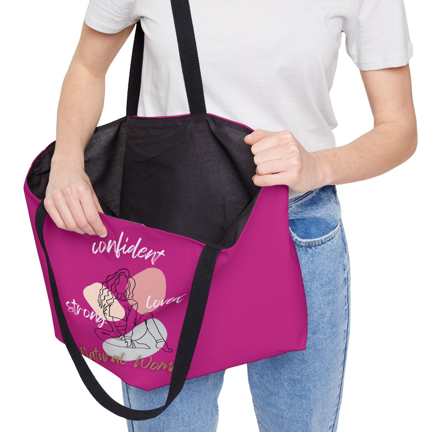 Natural Woman Strong Confident Loved (WL) Weekender Tote Bag PINK