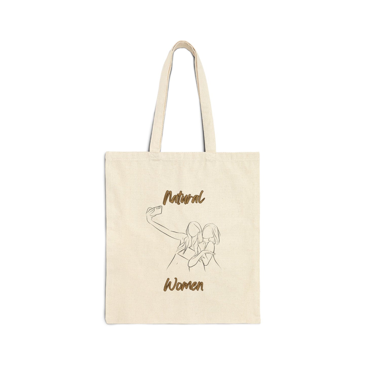 Natural Woman Friends Selfie (BL) Cotton Canvas Tote Bag NATURAL