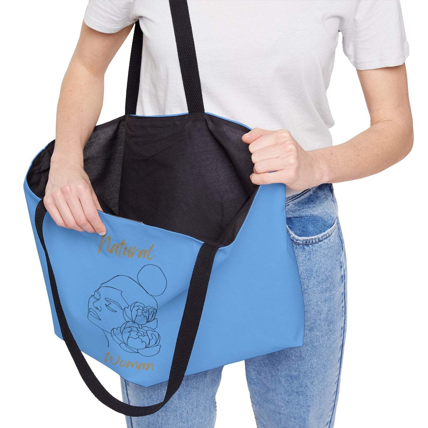 Natural Woman Bun Flower (BL) Weekender Tote Bag LIGHT BLUE