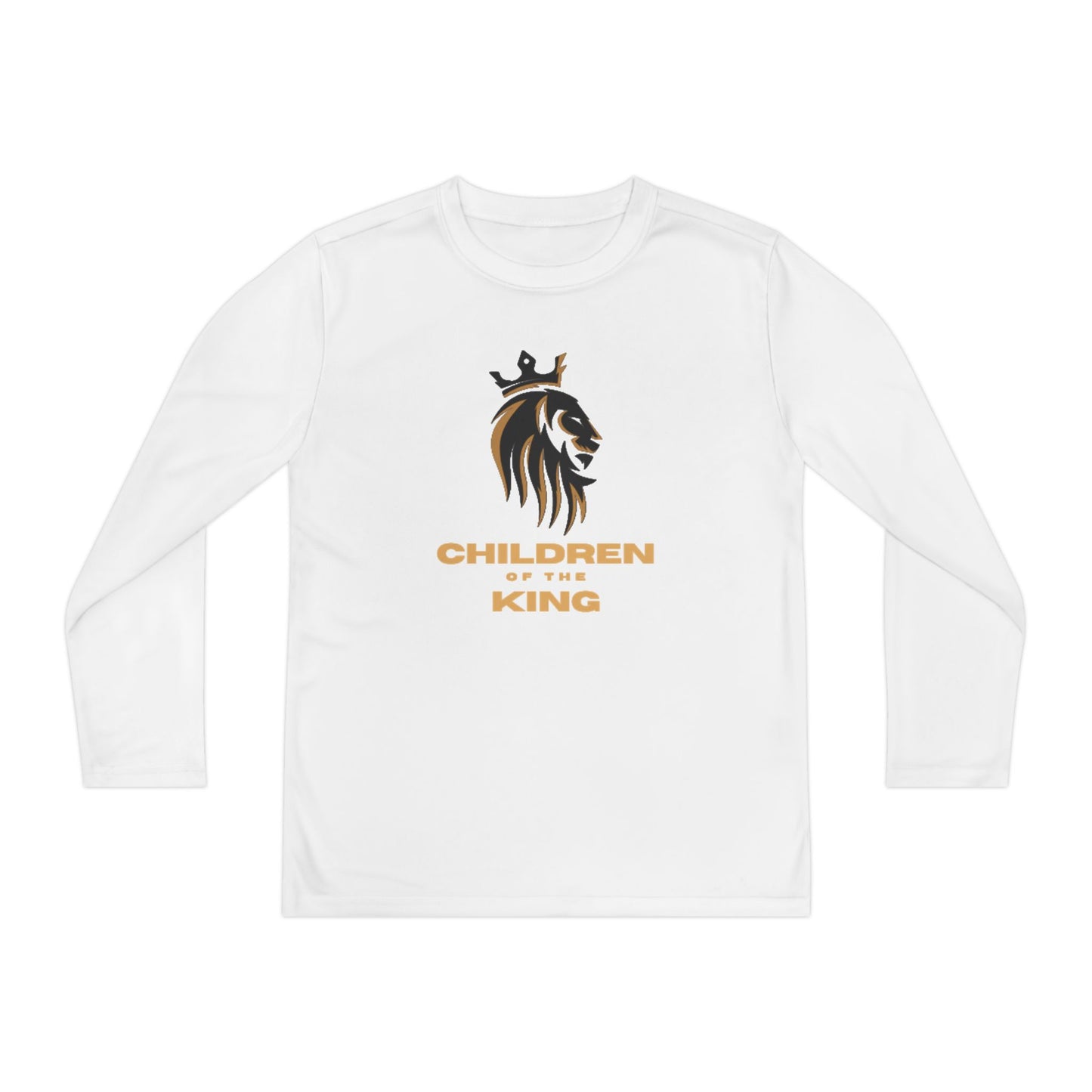 Children of the King Youth Long Sleeve Tee — Black Lion Crown with Proverbs 22:6