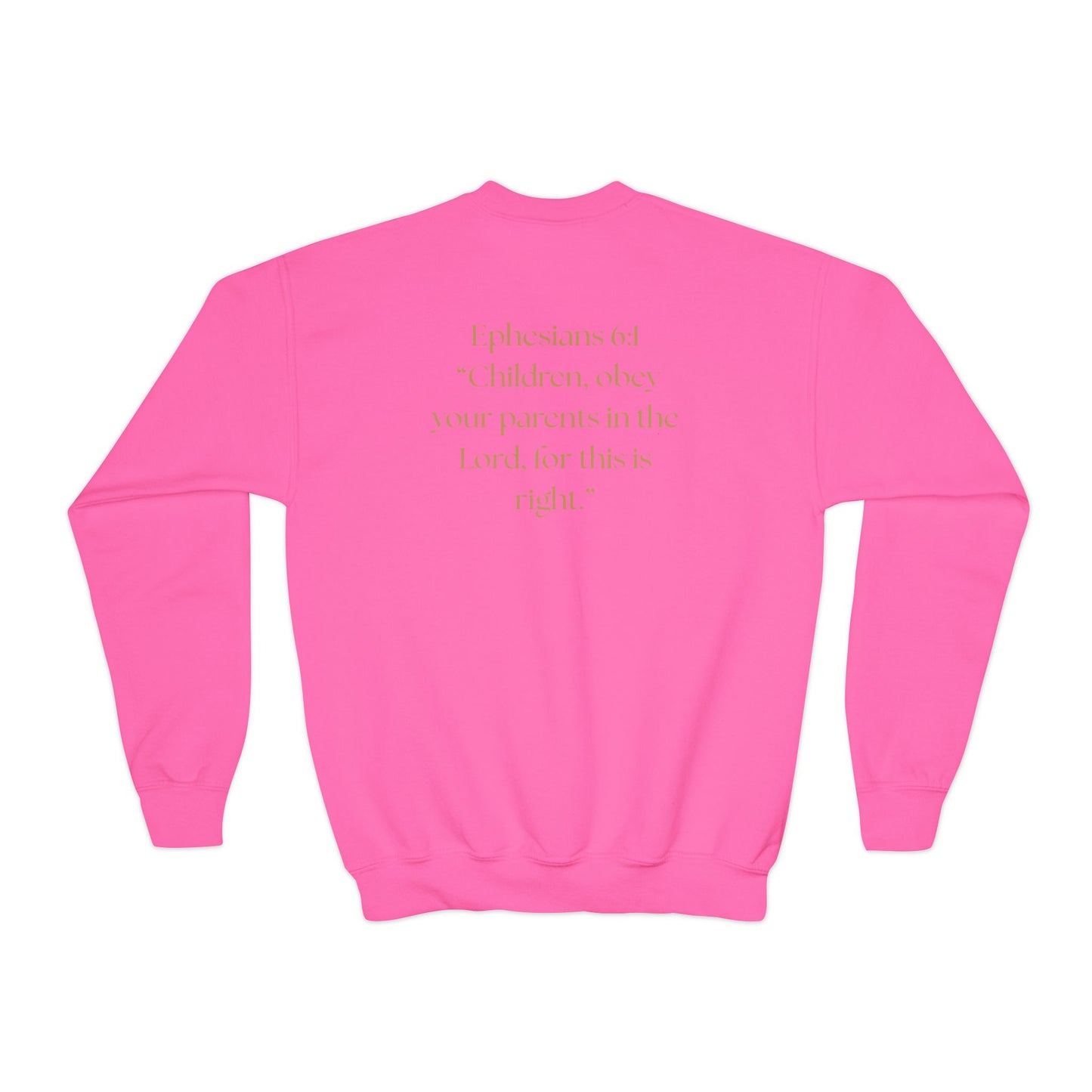 Kingdom Kids Youth Crewneck Sweatshirt - Faith-Inspired, Ephesians 6:1
