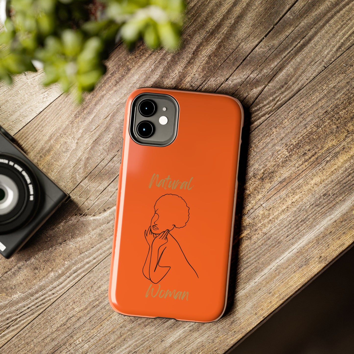 Natural Woman Cute Afro (BL)Tough Phone Cases ORANGE