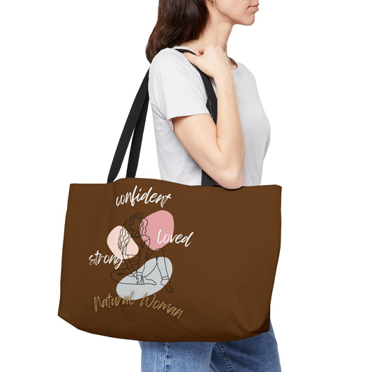 Natural Woman Strong Confident Loved (WL) Weekender Tote Bag BROWN