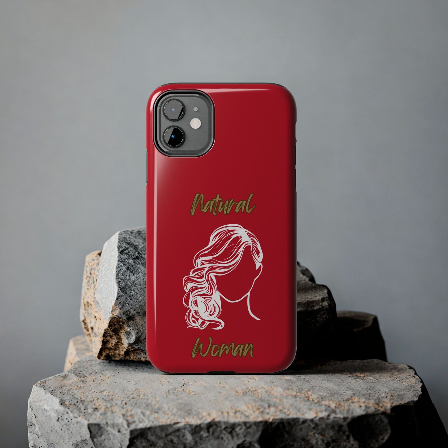 Natural Woman Long Curl (WL)Tough Phone Cases DARK RED