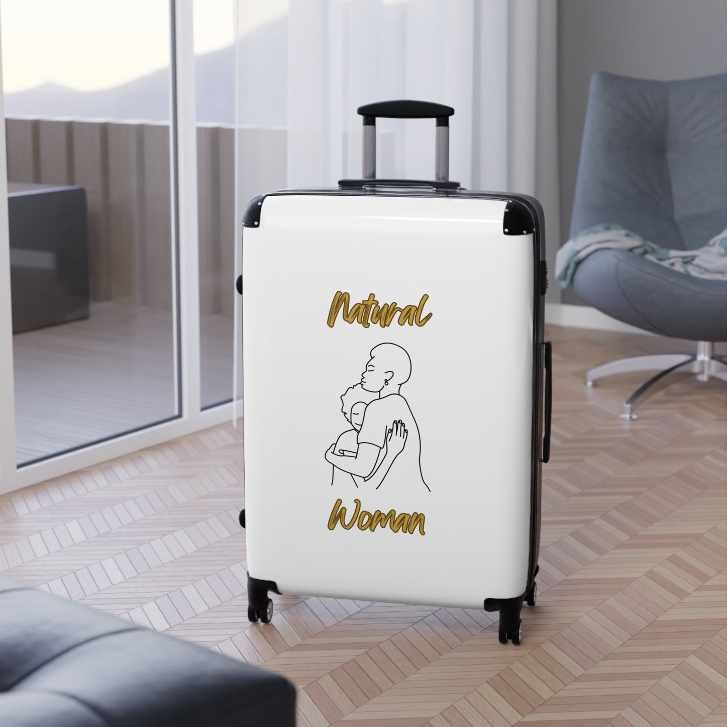 Natural Woman Safe With Momma (BL) Suitcase WHITE