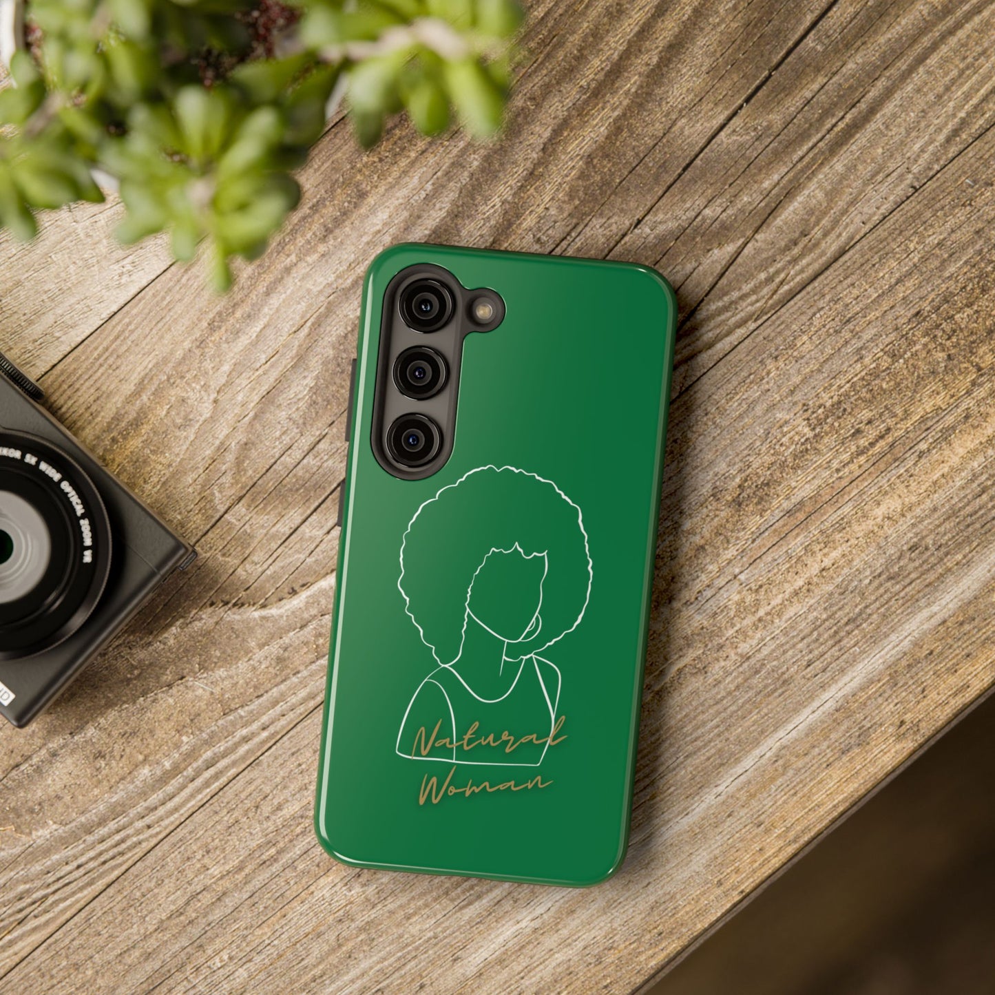 Natural Woman Afro (WL)Tough Phone Cases DARK GREEN