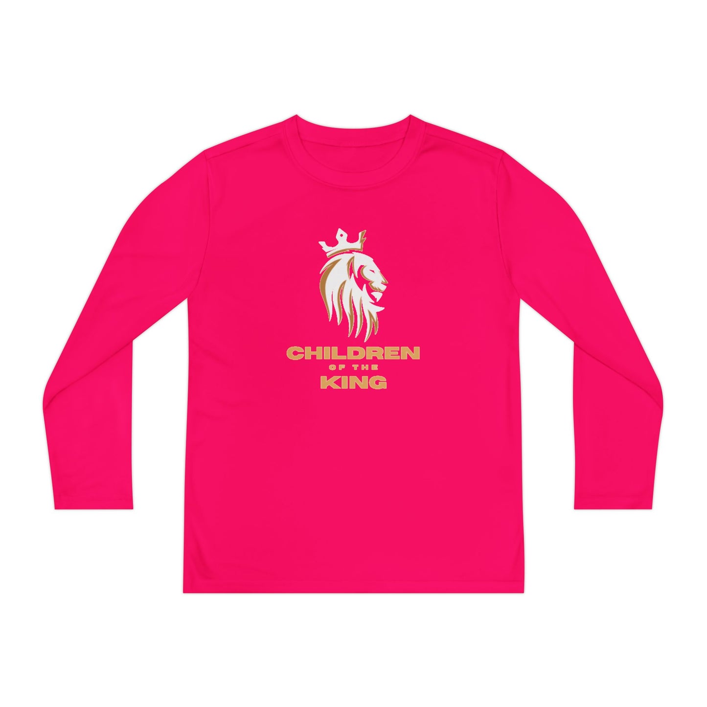 Children Of The King Youth Long Sleeve Tee — White Lion Crest with Proverbs 22:6