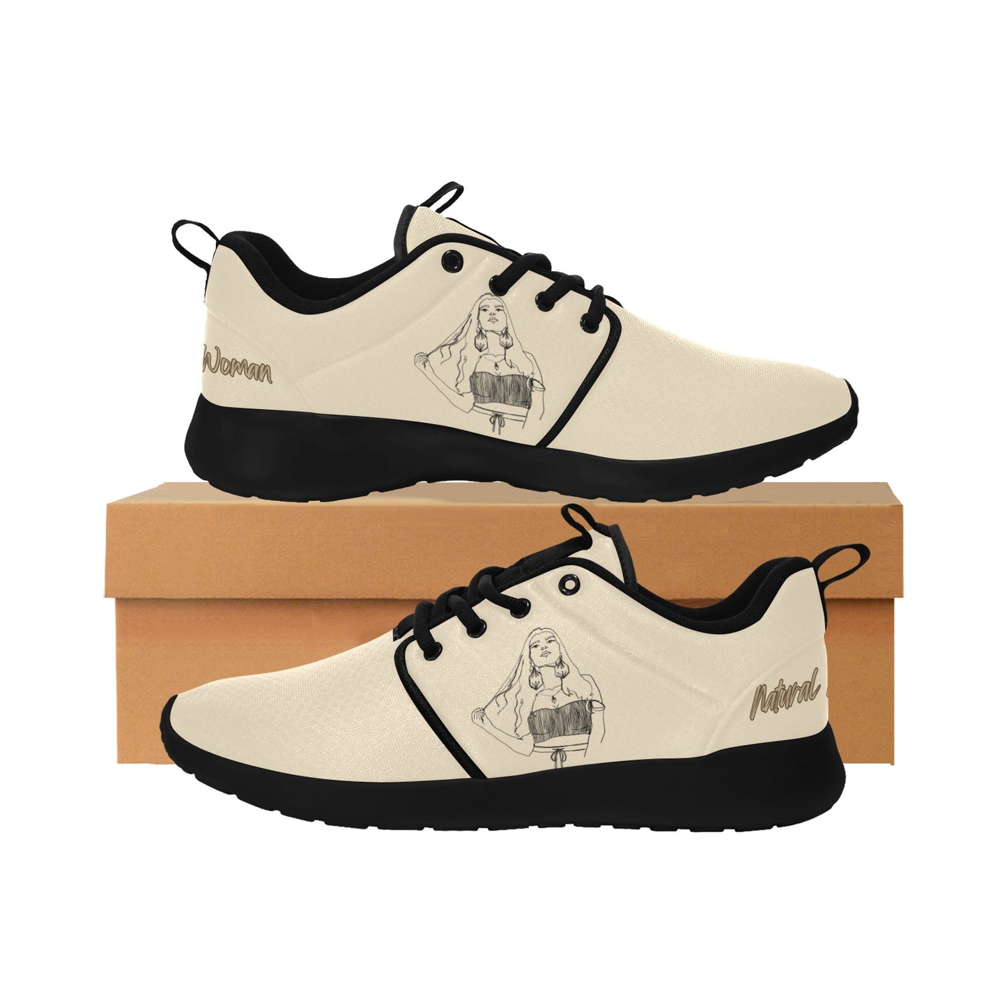 Natural Woman THINKING (BL) CREAM w/ Black Sole Sneakers