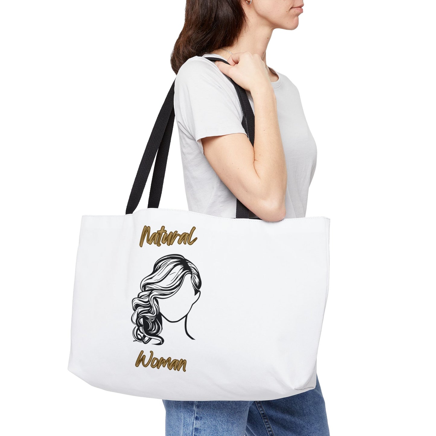 Natural Woman Long Curl (BL) Weekender Tote Bag WHITE