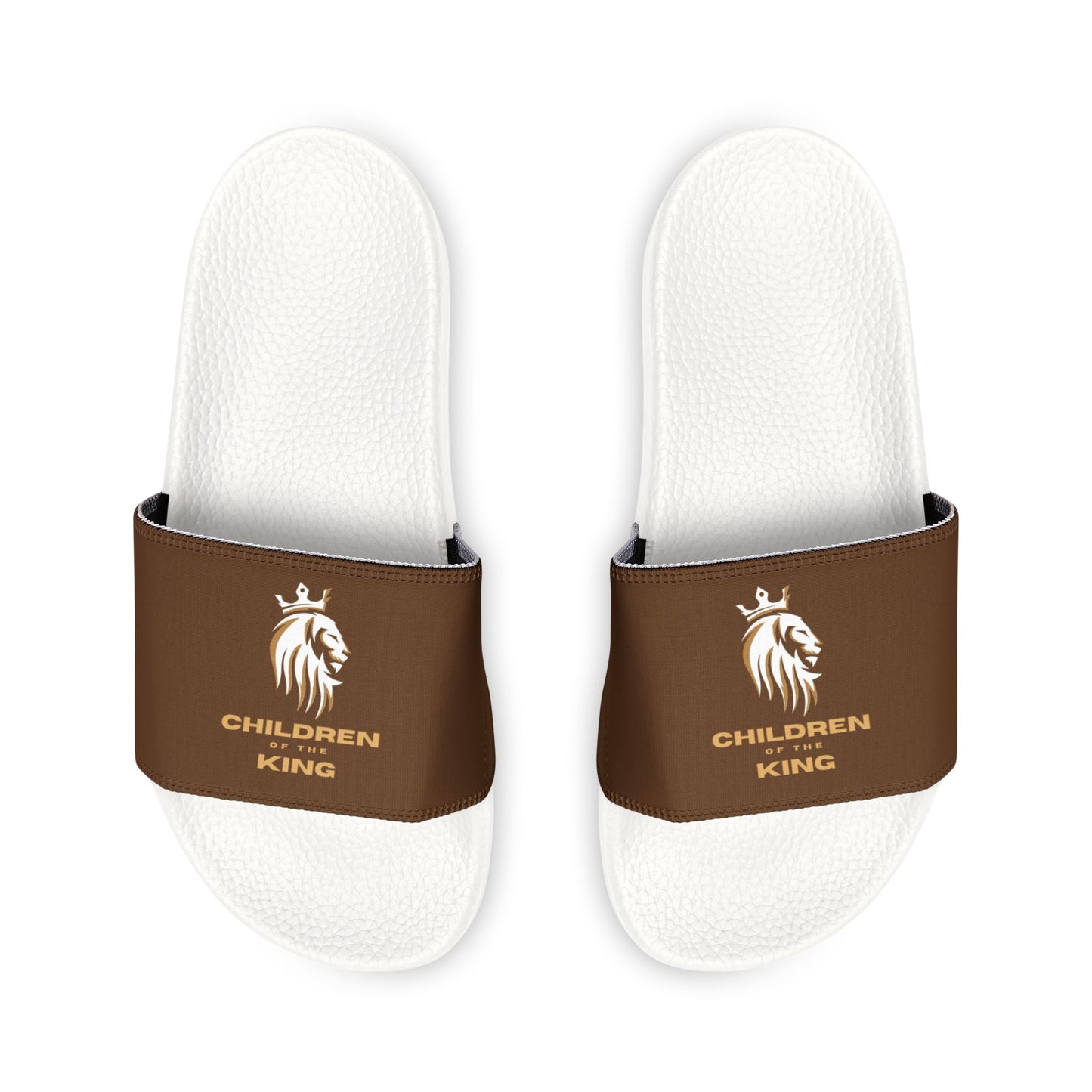 "Children of the King" WHITE Lion - BROWN Youth Slide Sandals