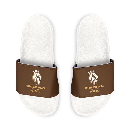 "Children of the King" WHITE Lion - BROWN Youth Slide Sandals
