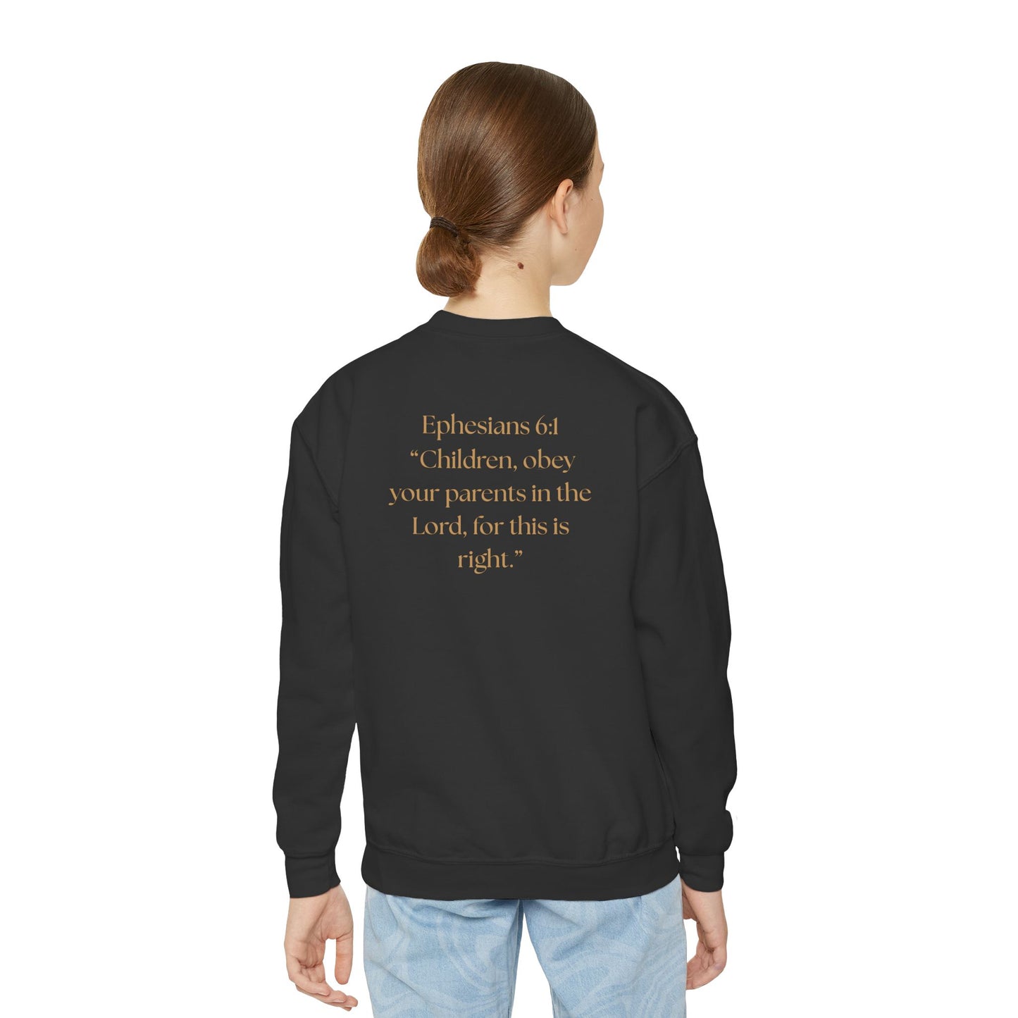 Kingdom Kids Youth Crewneck Sweatshirt - Faith-Inspired, Ephesians 6:1