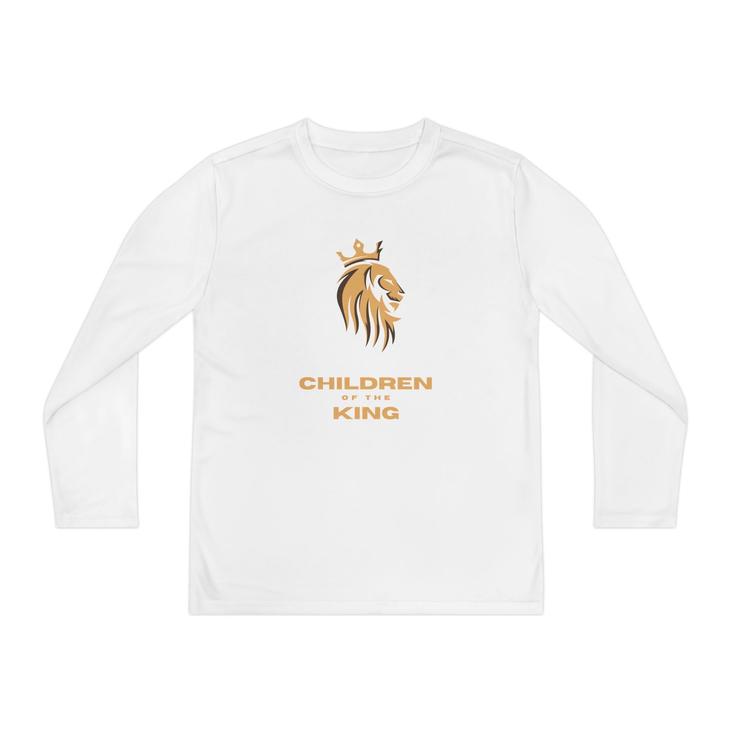 Children of the King Youth Long Sleeve Tee — Golden Lion Crest & Proverbs 22:6