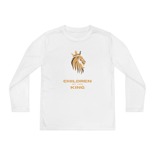 Children of the King Youth Long Sleeve Tee — Golden Lion Crest & Proverbs 22:6