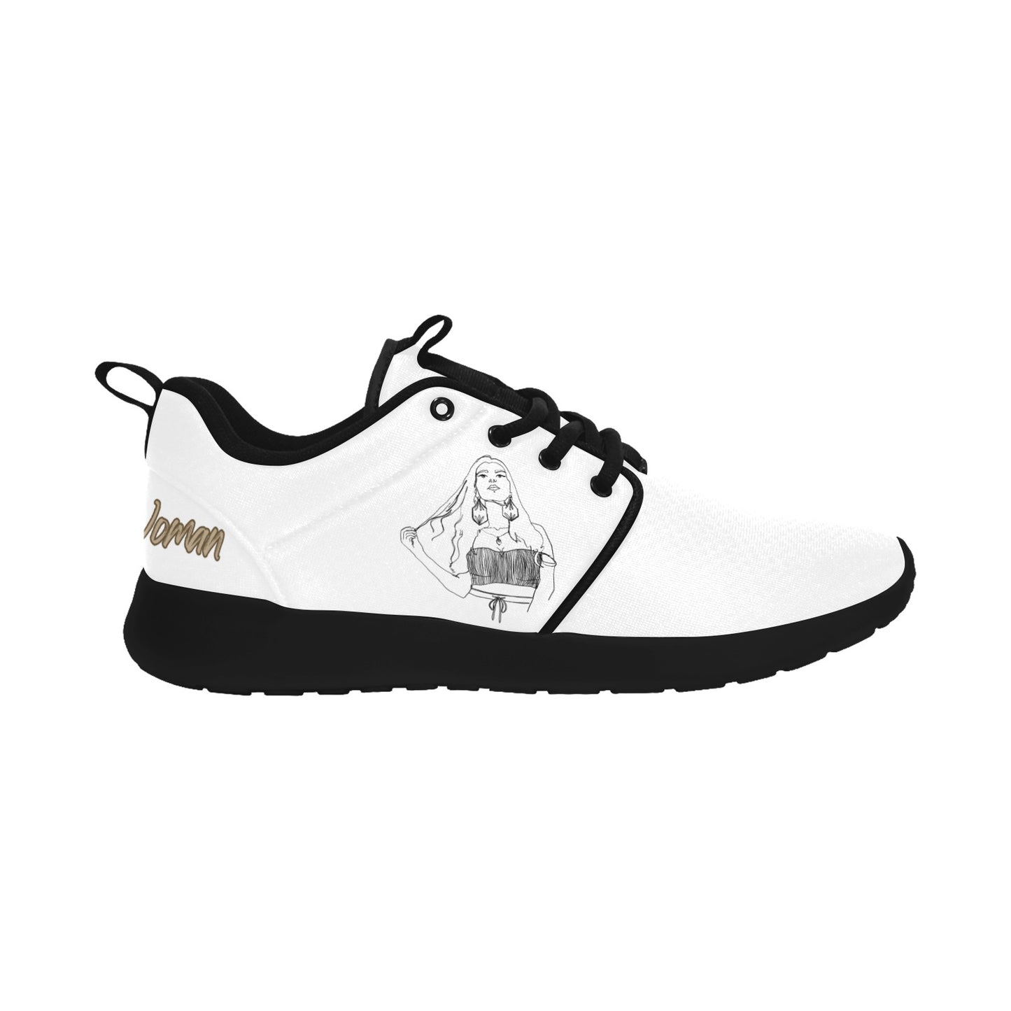 Natural Woman THINKING (BL) WHITE w/ Black Sole Sneakers
