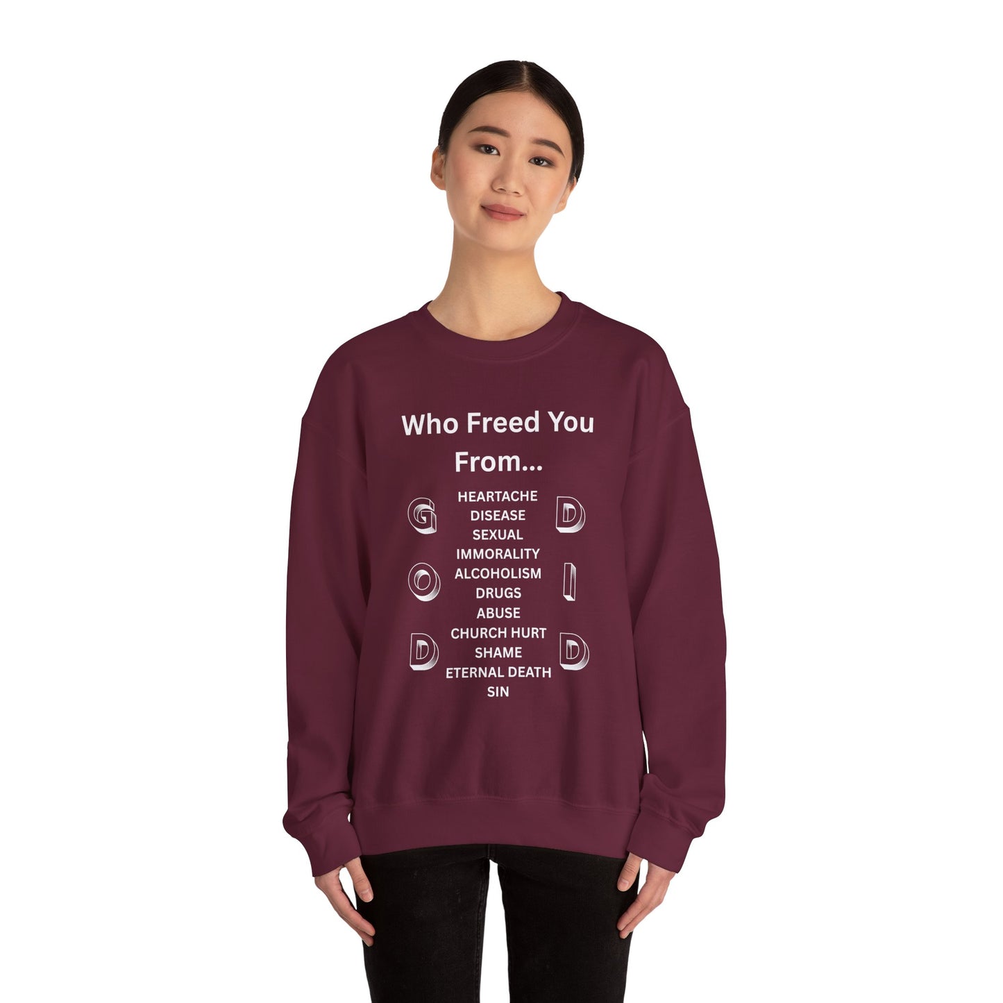"GOD DID" (WL) Crewneck Sweatshirt w/ Scripture Design (1 John 1:9)