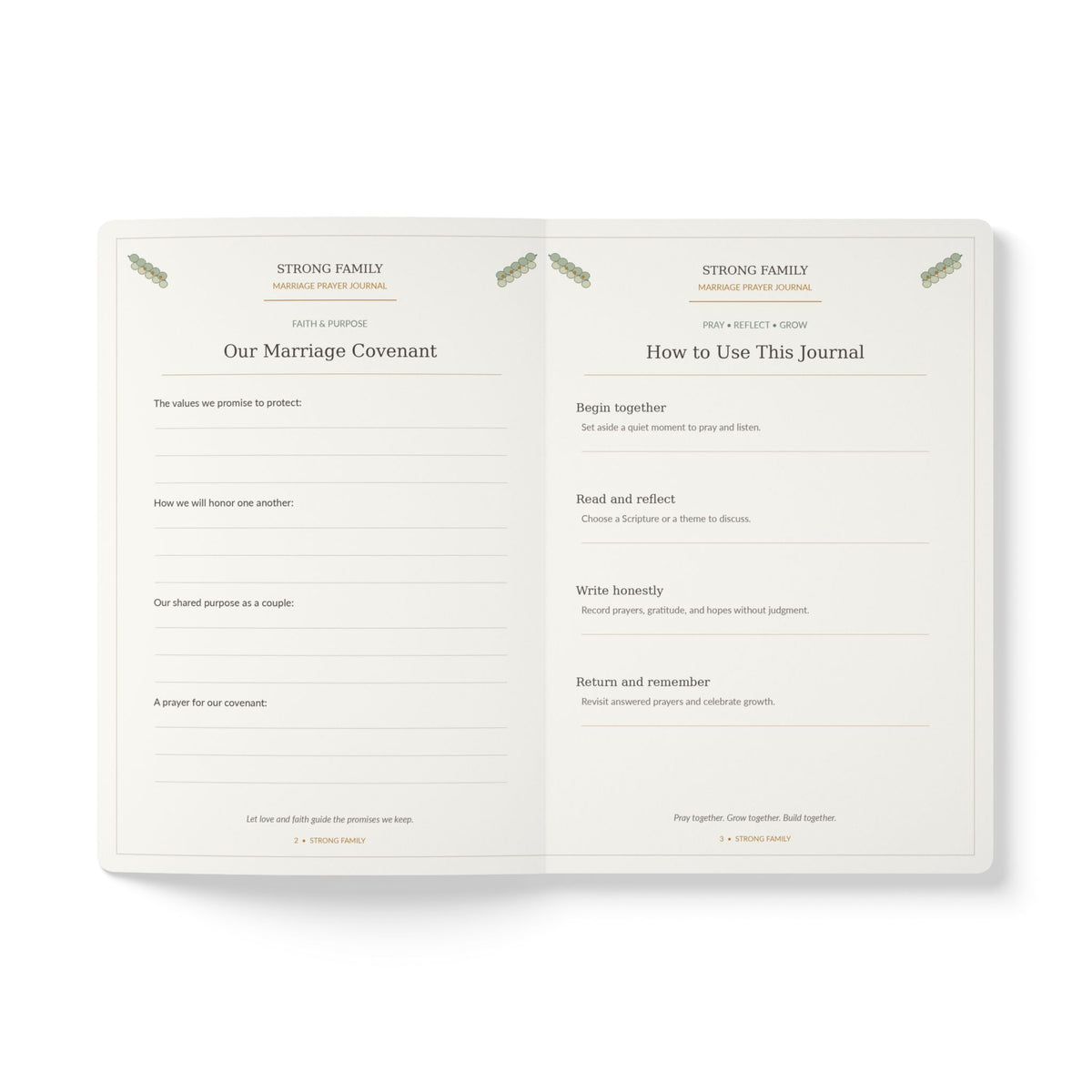 Strong Family Marriage Prayer Journal – Christian Couples Prayer & Scripture Journal, Wedding or Anniversary Gift