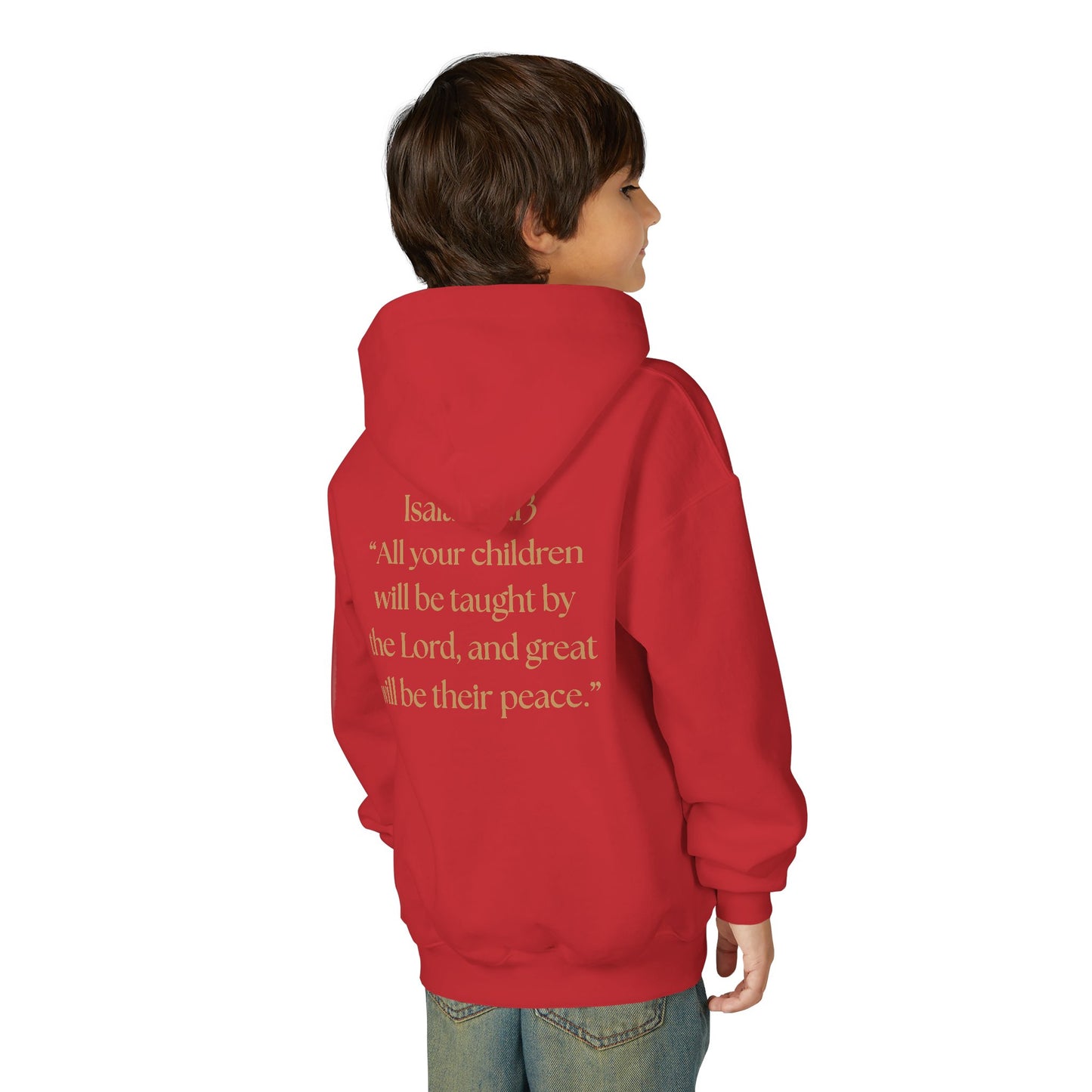 "Children of the King" Hoodie — WHITE Lion Design (Isaiah 54:13)
