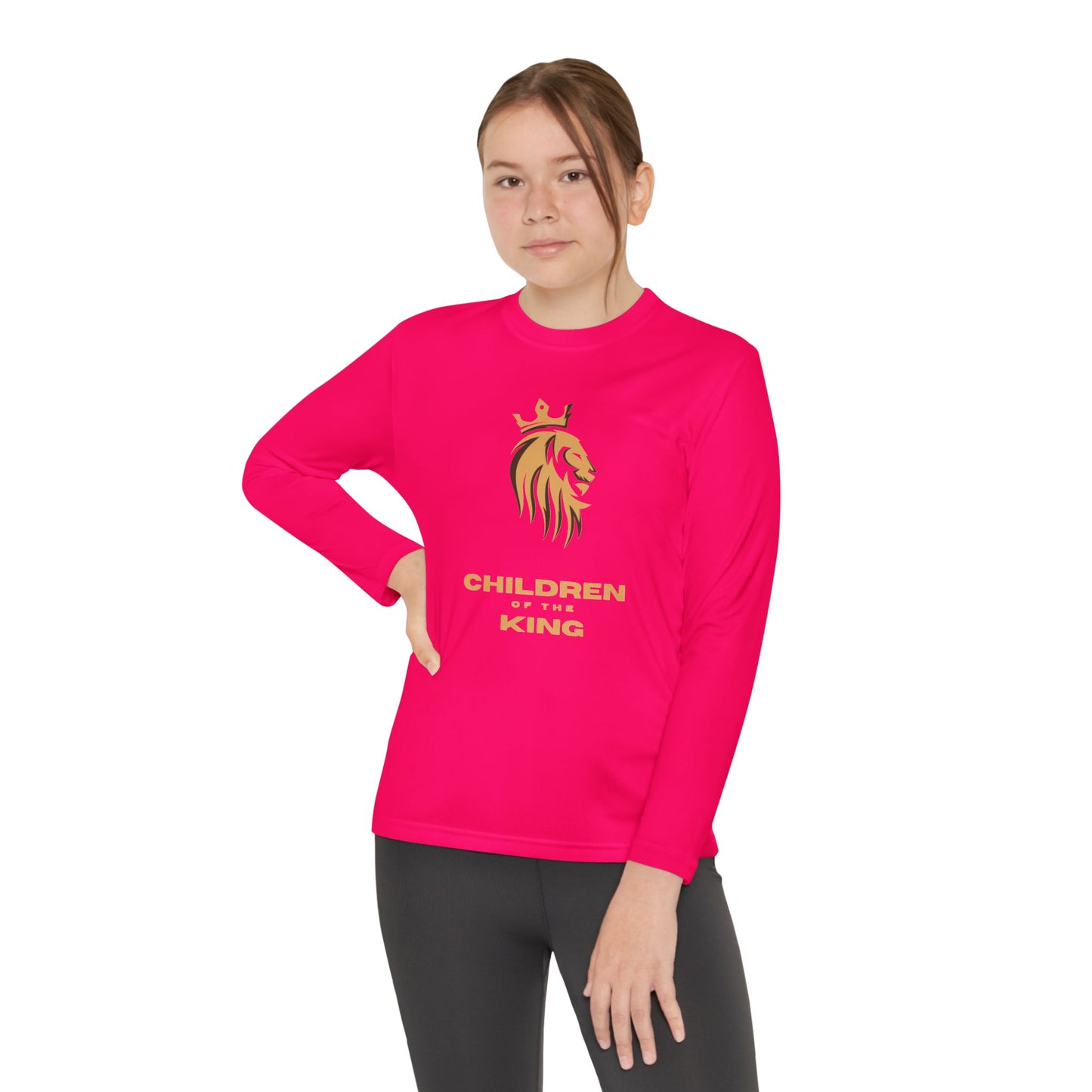 Children of the King Youth Long Sleeve Tee — Golden Lion Crest & Proverbs 22:6