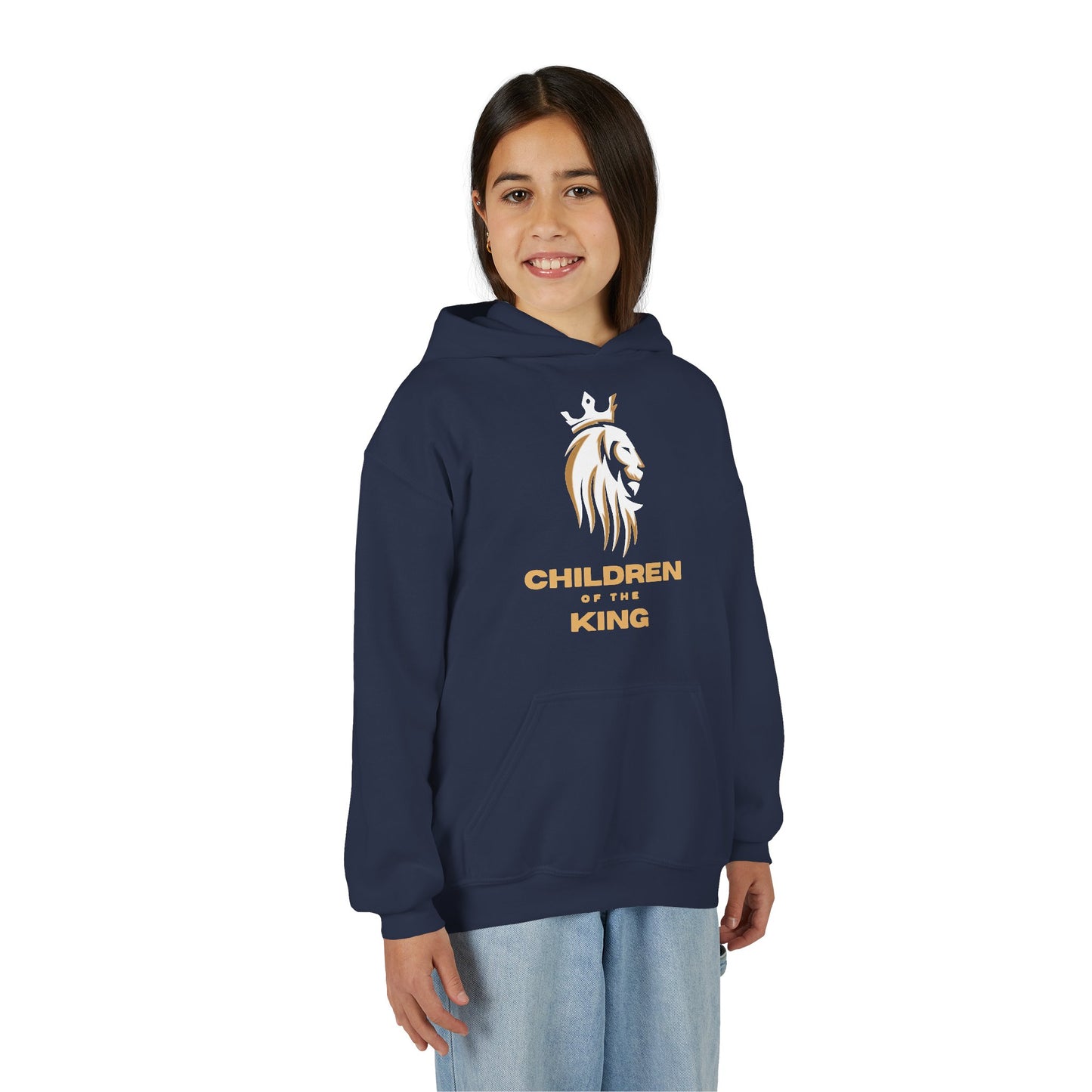 "Children of the King" Hoodie — WHITE Lion Design (Isaiah 54:13)