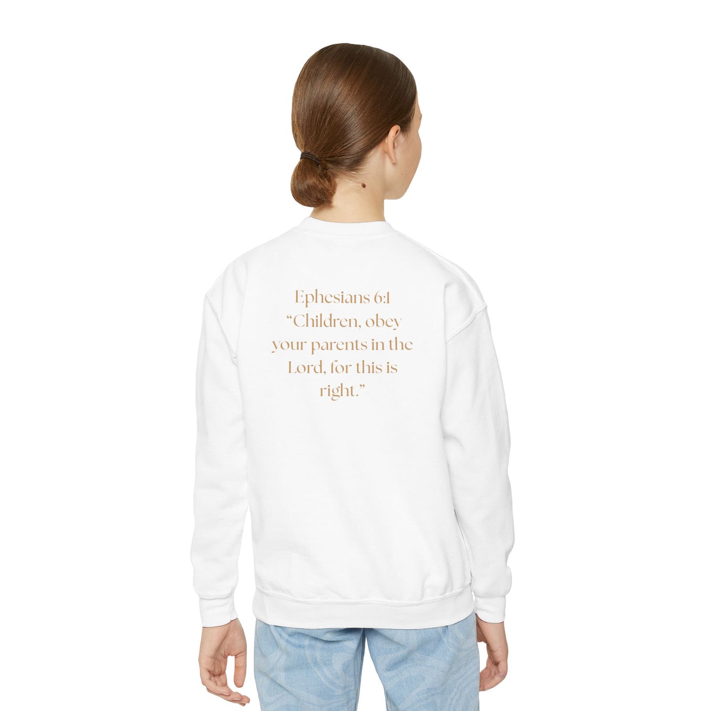 Kingdom Kids Youth Crewneck Sweatshirt - Faith-Inspired, Ephesians 6:1