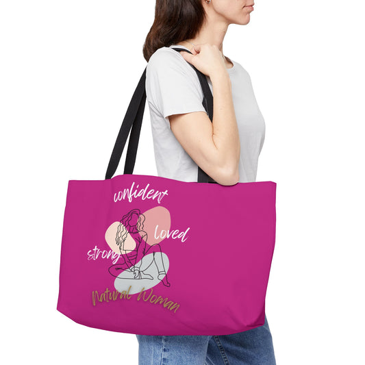 Natural Woman Strong Confident Loved (WL) Weekender Tote Bag PINK