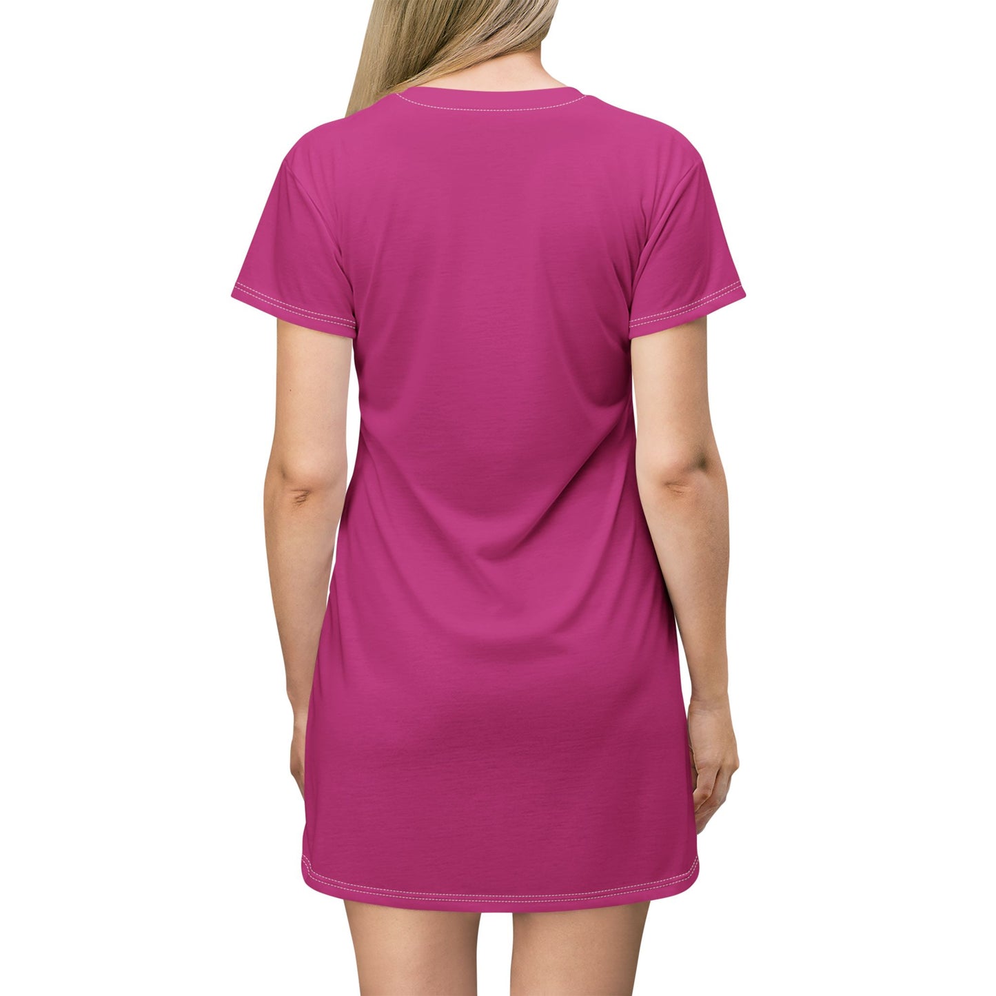 Strong Momma T-Shirt Dress (AOP/BL) Pink