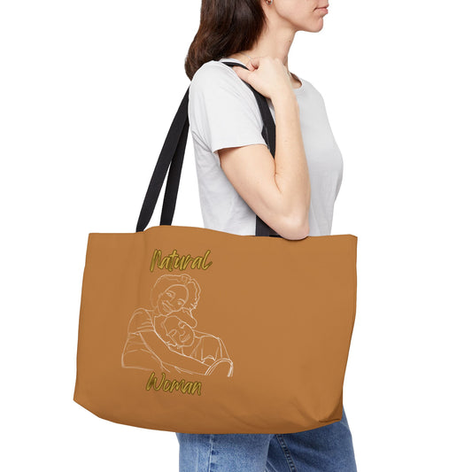 Natural Woman Loving Embrace (WL) Weekender Tote Bag LIGHT BROWN