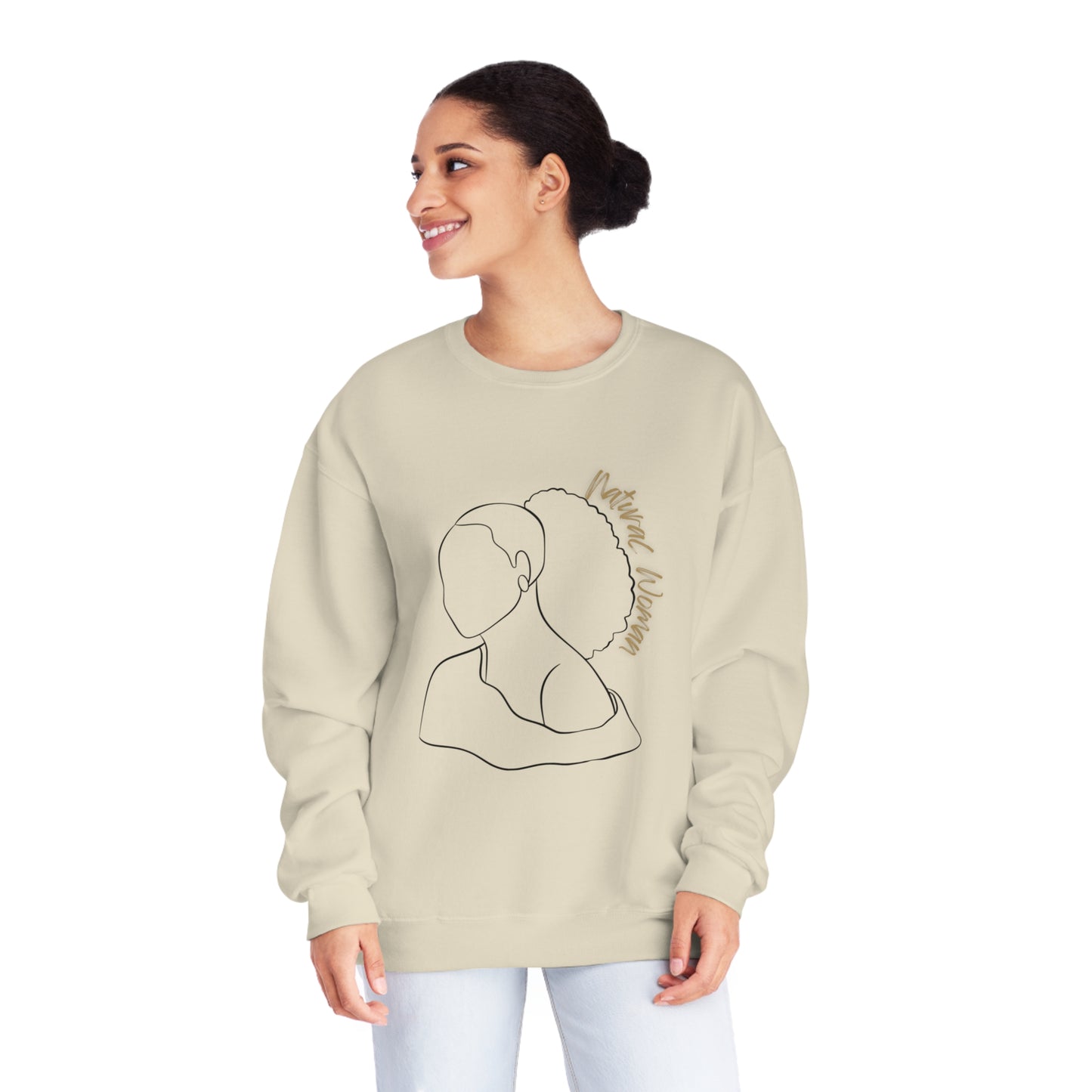 Natural Woman Behind Head Puff (BL) Crewneck Sweatshirt