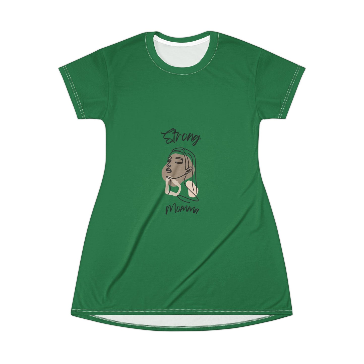 Strong Momma T-Shirt Dress (AOP/BL) Dark Green