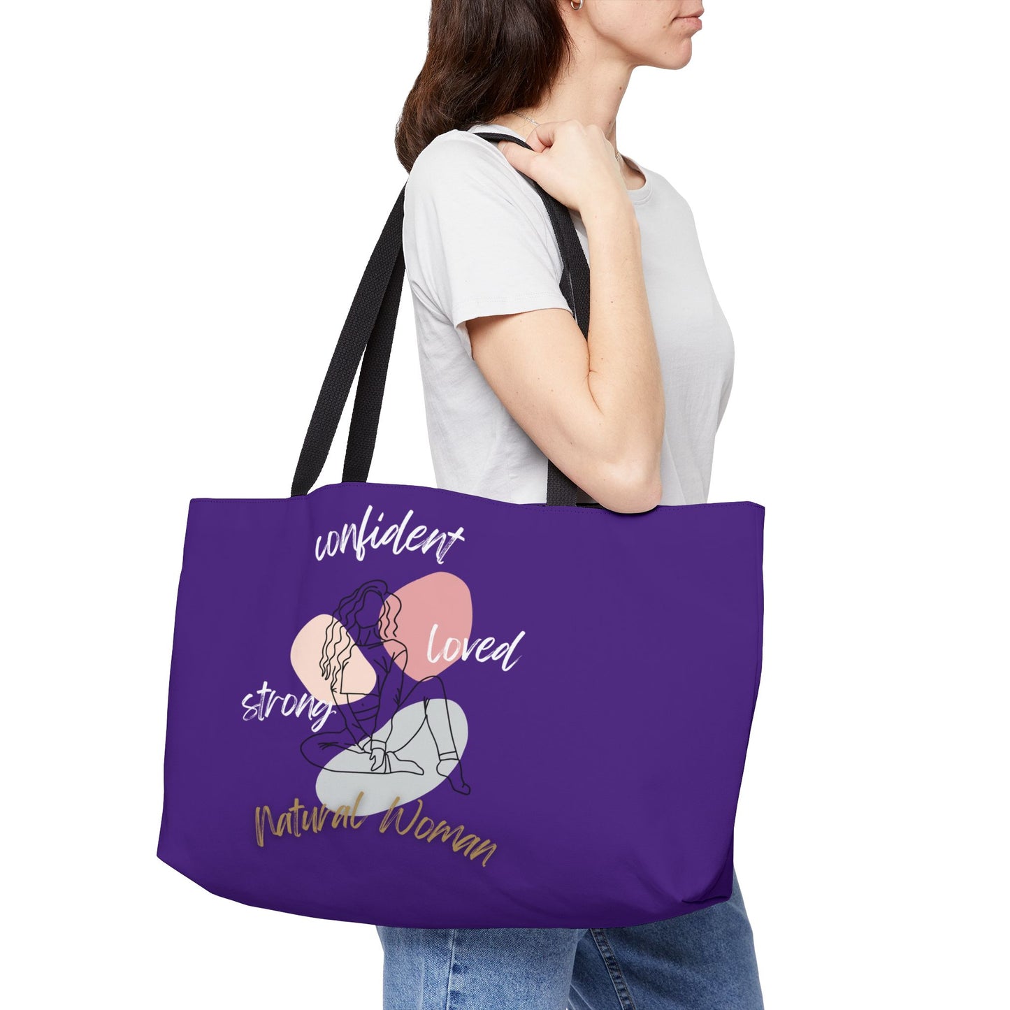 Natural Woman Strong Confident Loved (WL) Weekender Tote Bag PURPLE