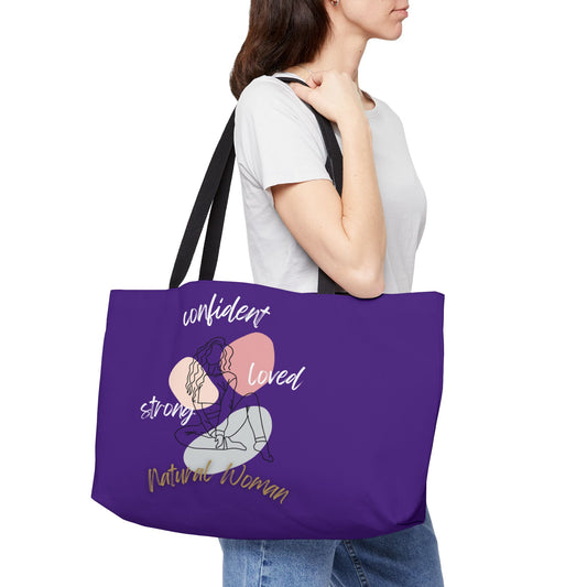 Natural Woman Strong Confident Loved (WL) Weekender Tote Bag PURPLE