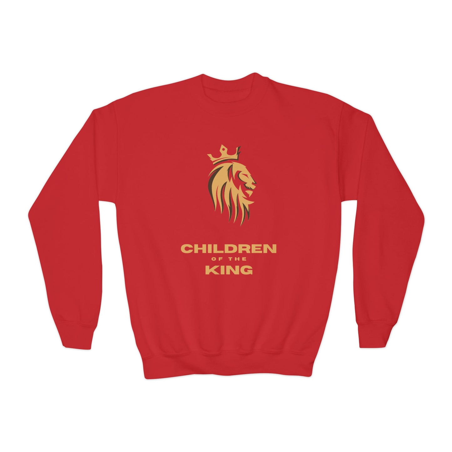 "Children of the King" Youth Sweatshirt GOLD Lion Crown Design with Psalm 127:3