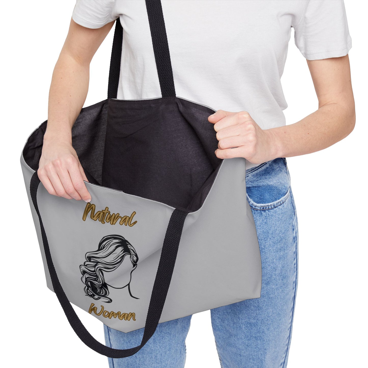 Natural Woman Long Curl (BL) Weekender Tote Bag LIGHT GREY