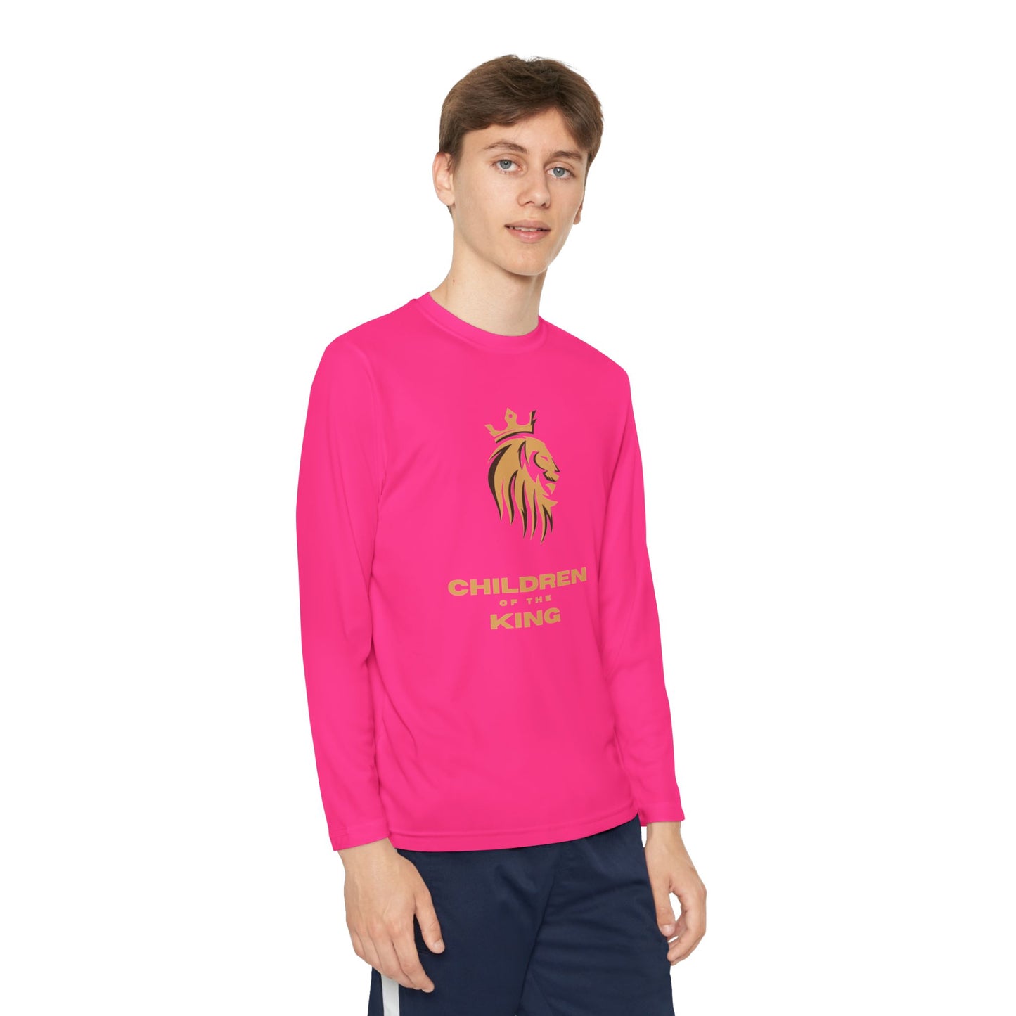 Children of the King Youth Long Sleeve Tee — Golden Lion Crest & Proverbs 22:6