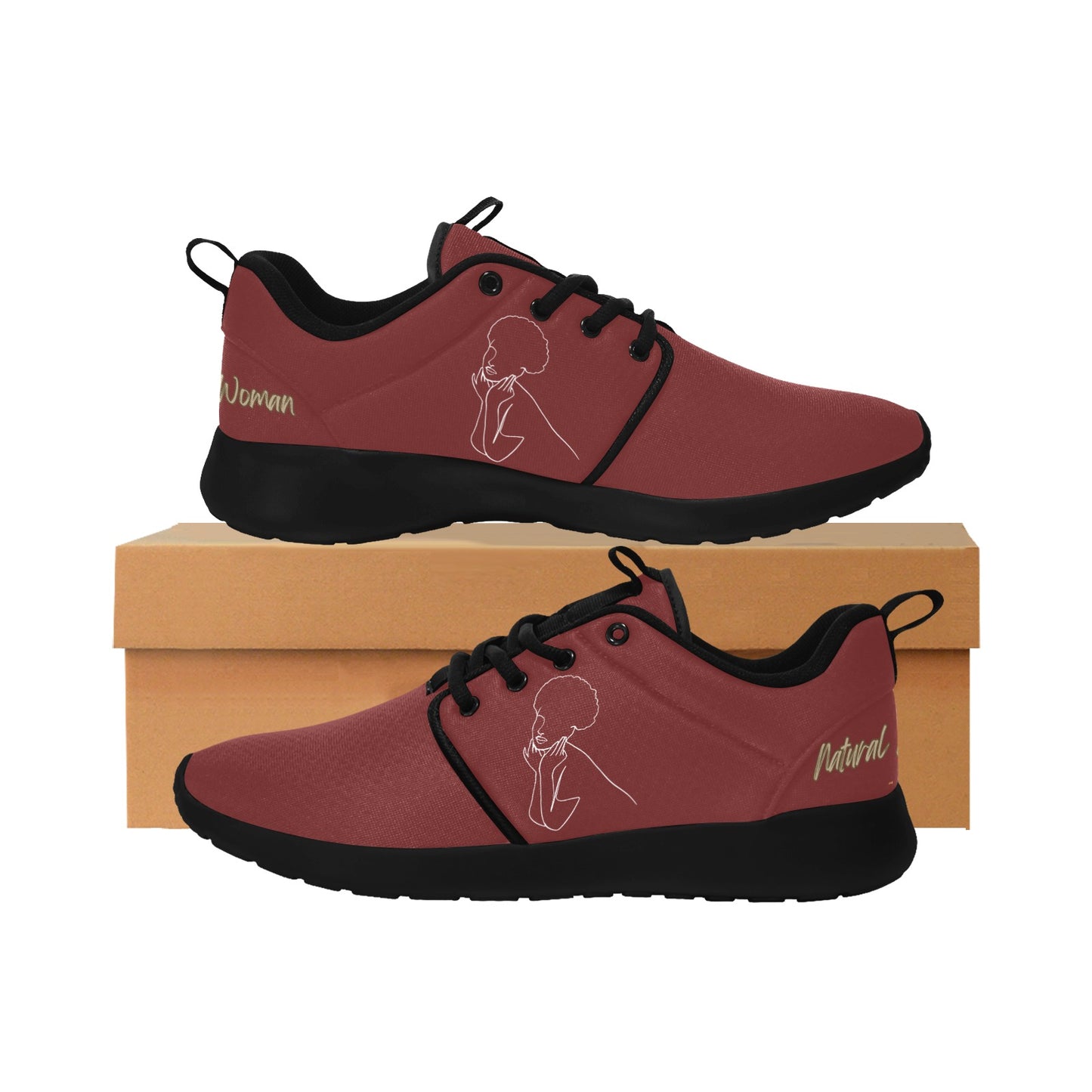 Natural Woman CUTE AFRO (WL) MAROON w/ Black Sole Sneakers
