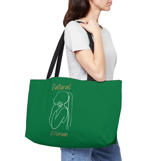 Natural Woman Ponytail (WL) Weekender Tote Bag DARK GREEN