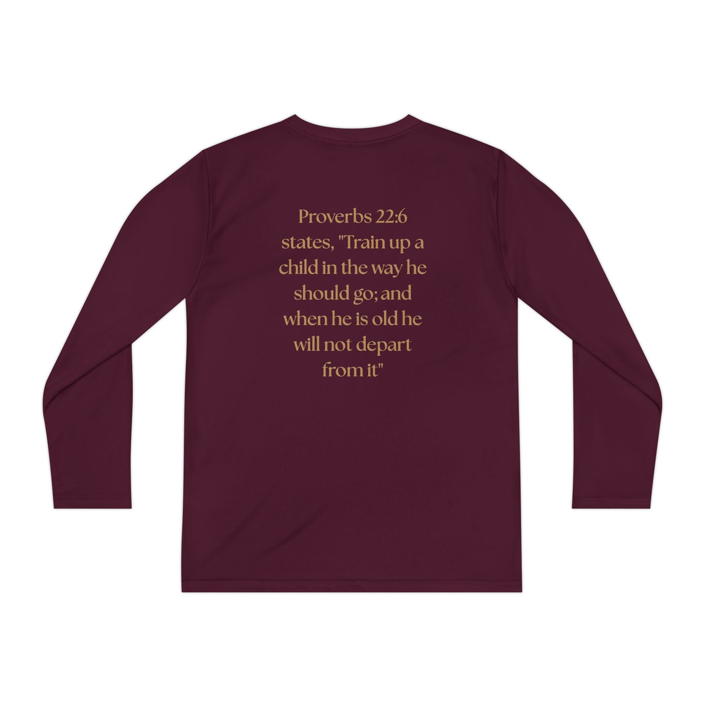 Children of the King Youth Long Sleeve Tee — Golden Lion Crest & Proverbs 22:6
