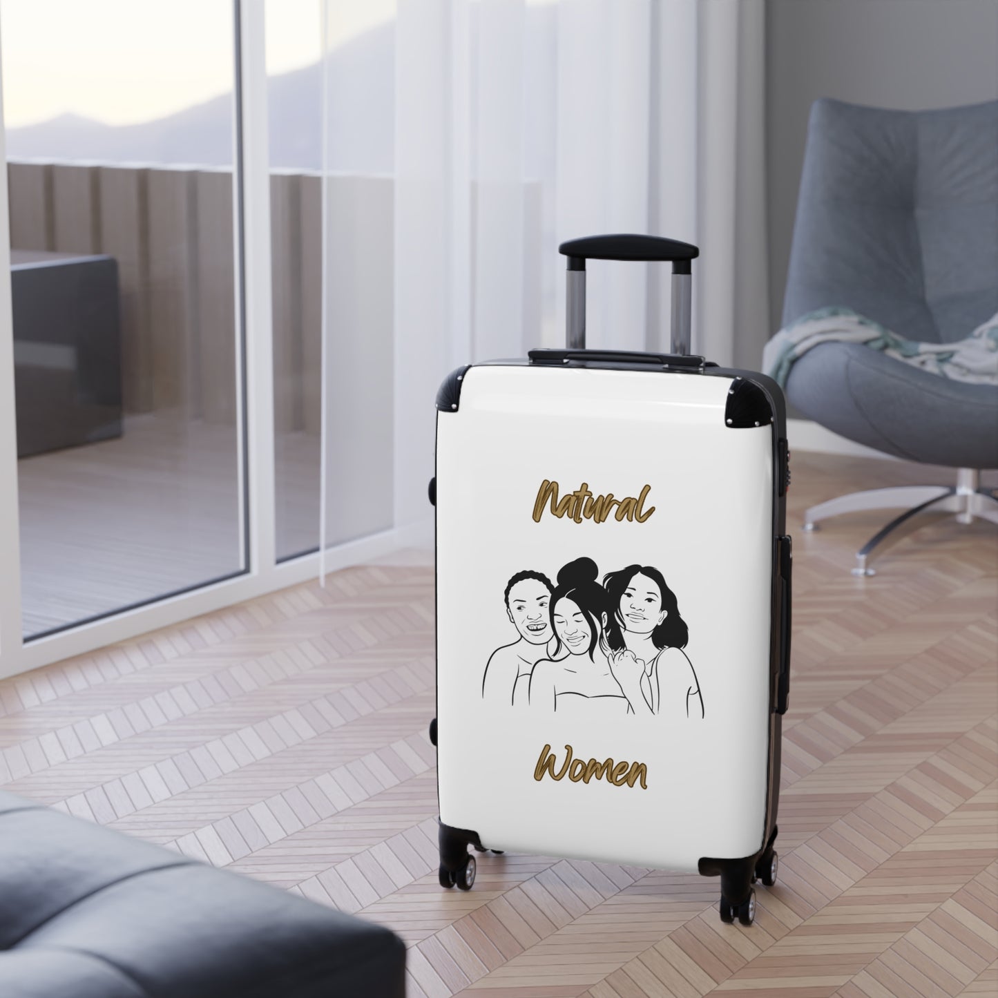 Natural Woman Laughing Friends (BL) Suitcase WHITE