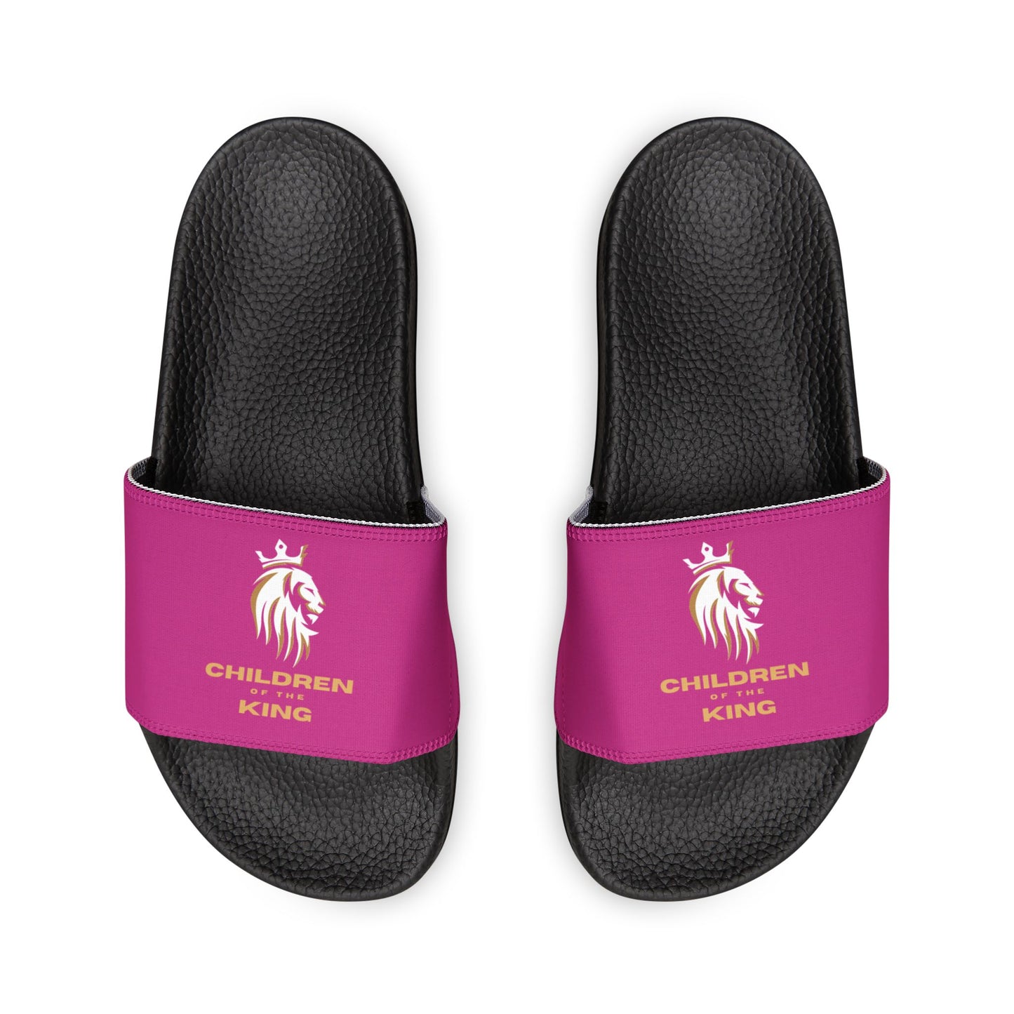 "Children of the King" WHITE Lion - PINK Youth Slide Sandals