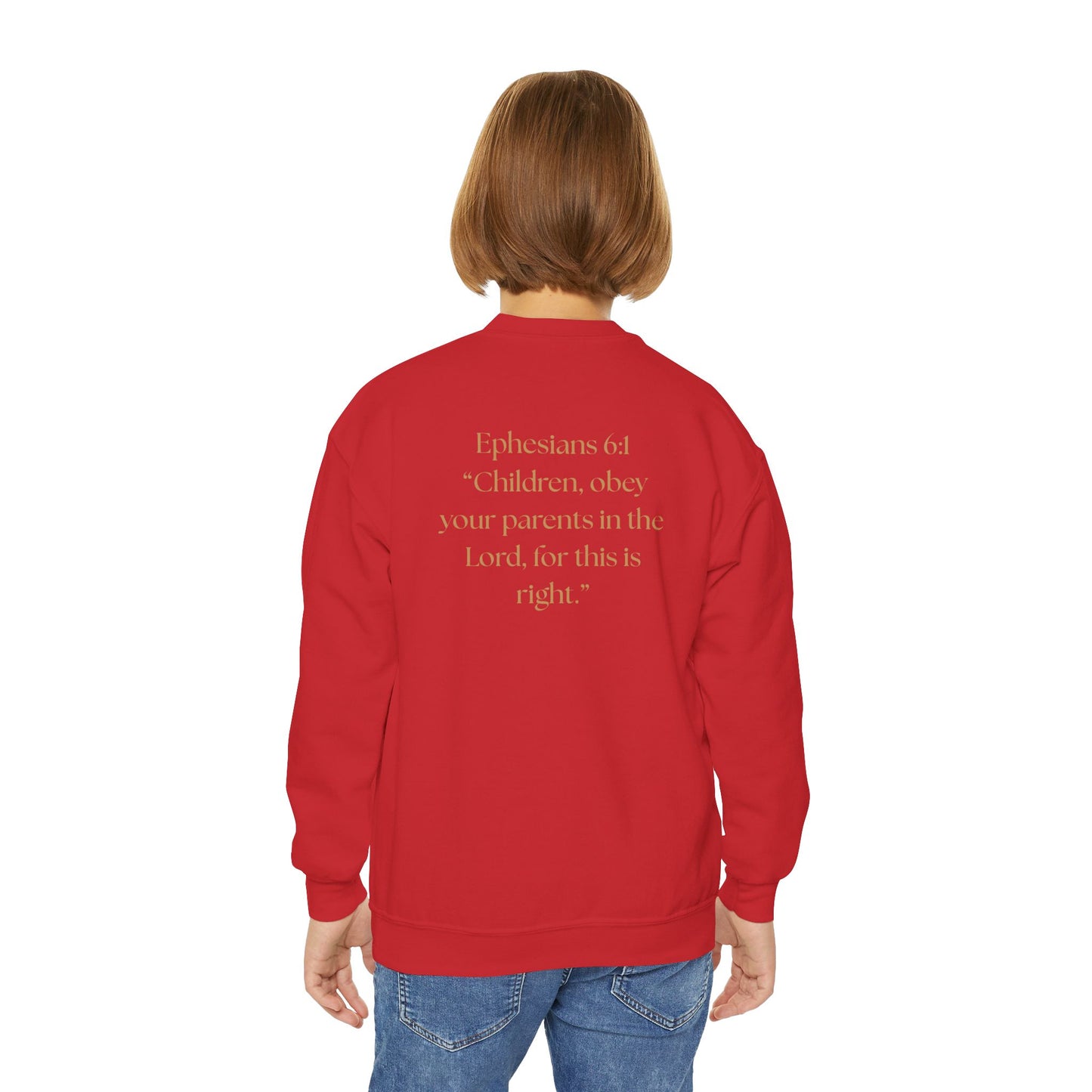 Kingdom Kids Youth Crewneck Sweatshirt - Faith-Inspired, Ephesians 6:1