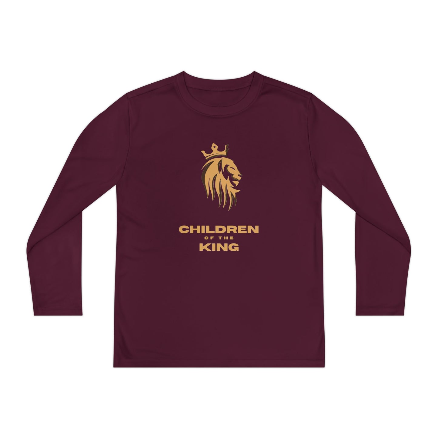 Children of the King Youth Long Sleeve Tee — Golden Lion Crest & Proverbs 22:6